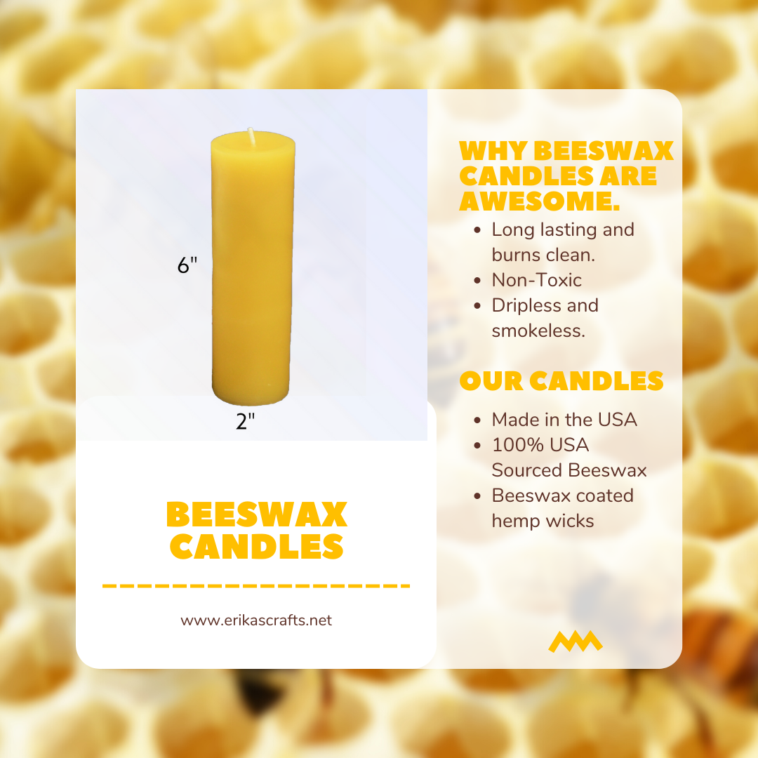 Beeswax Pillar 2x6 Candle - Erikas Crafts
